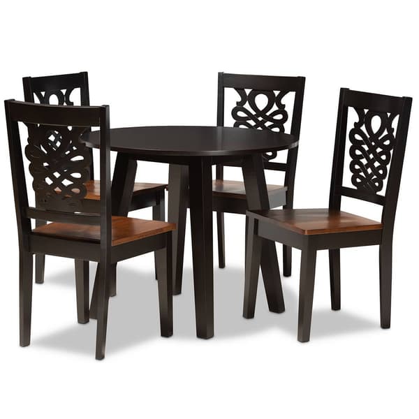 Baxton Studio Mina 2-Tone Dark Brown/Walnut Brown 5pc. Dining Set - image 