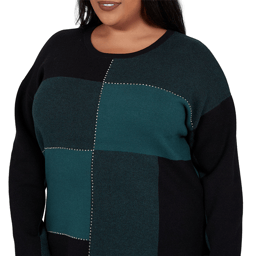 Plus Size Emaline Feminine Mystique Color Block Sweater
