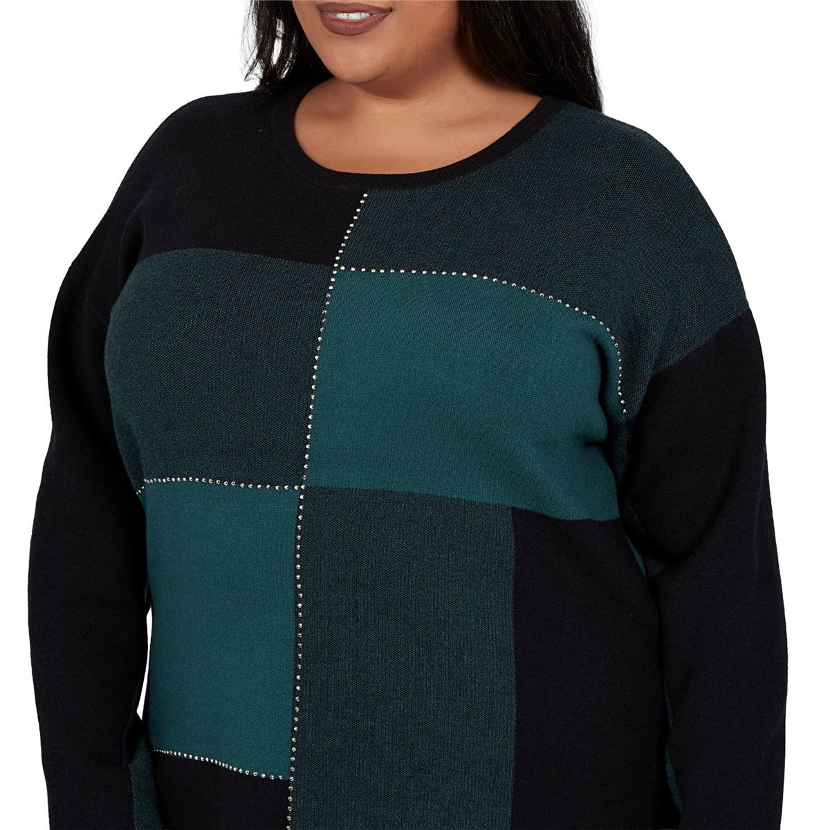 Plus Size Emaline Feminine Mystique Color Block Sweater