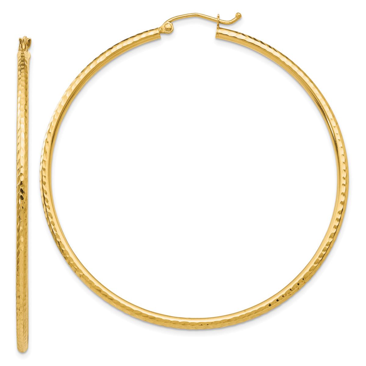 Gold Classics™ 14kt. Gold Diamond Cut 55mm Hoop Earrings