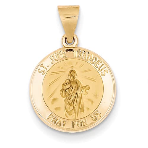 Unisex Gold Classics(tm) 14kt. St. Jude Thaddeus Medal Pendant - image 