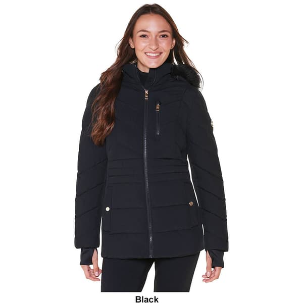 Womens Michael Kors Short Puffer Jacket w/Chest Zip & Hood