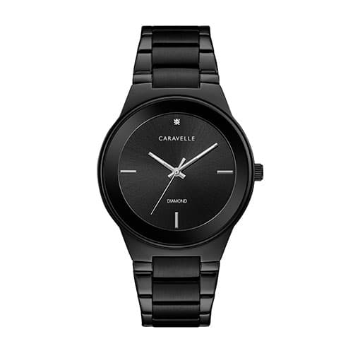 Mens Caravelle Black-Tone Stainless Steel Watch - 45D108 - image 