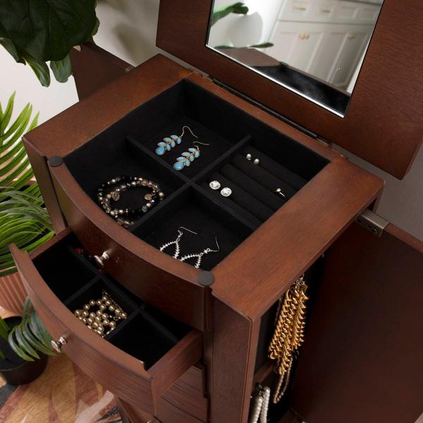 Linon Home Decor Maddie Espresso Jewelry Armoire