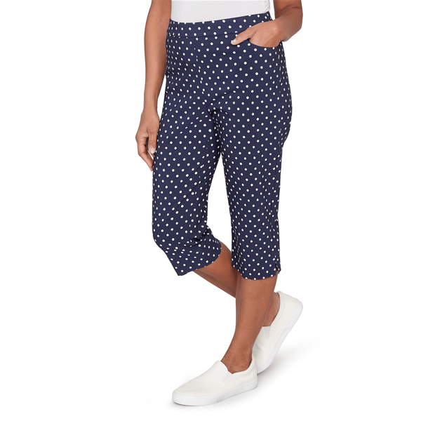 Petite Alfred Dunner Port Side Pull On Dot Capris
