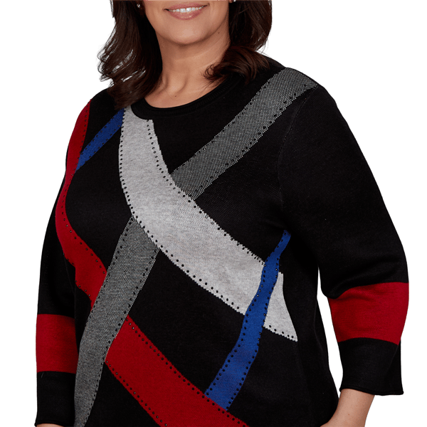 Plus Size Alfred Dunner Dinner Theater Color Block Sweater