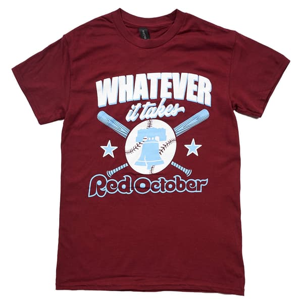 Mens Tailgate Philadelphia Baseball Whatever it Takes Tee-Maroon - image 