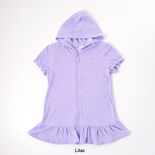 Girls &#40;7-16&#41; Pink Platinum Hooded Terry Swim Cover-Up