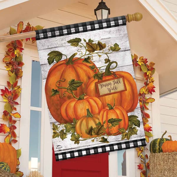 Briarwood Lane Happy Fall Y''all Pumpkin Farmhouse House Flag