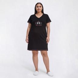 Plus Size Rene Rofe(R) Short Sleeve Purr-Fect Together Nightshirt