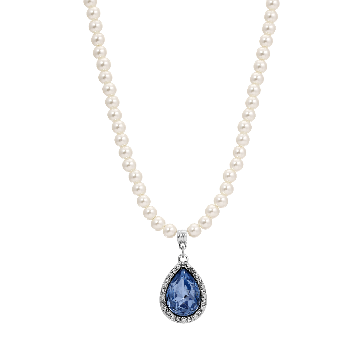 1928 15in. Blue Teardrop Faux Pearl Pendant