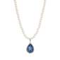 1928 Faux Pearl Bead Blue Teardrop Pendant - image 1