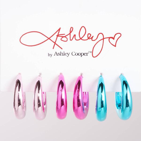 Ashley 3pr. Metallic Hoop Earrings - image 