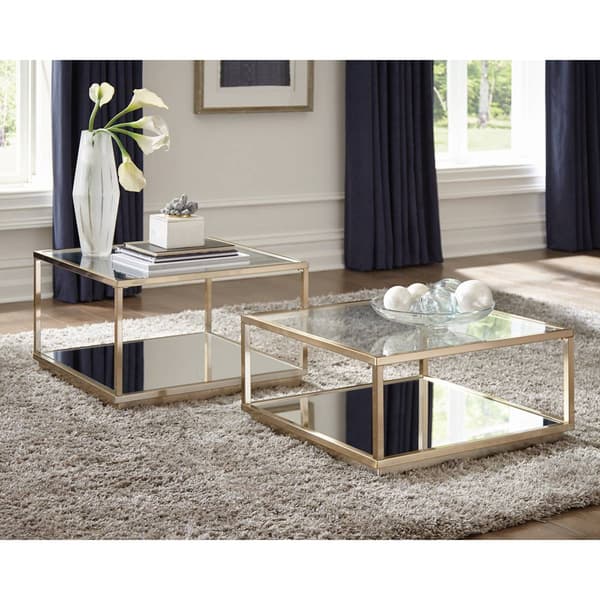 Coaster 2pc. Square Occasional Set - Rose Brass - image 