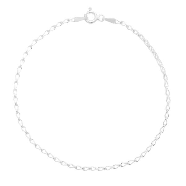 Marsala Sterling Silver Pear Shape Link Chain Anklet - image 