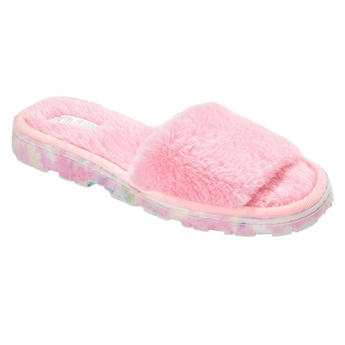 Womens Fifth & Luxe One Band Slides Tie Dye Slippers