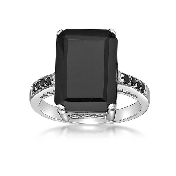 Gemminded Sterling Silver Spinel Accent Onyx Ring - image 