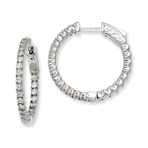Sterling Silver 23mm x 21mm Hoop Earrings - image 