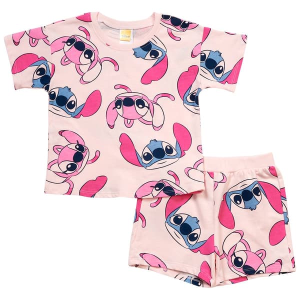 Girls (4-6x) Disney Stitch & Angel Tee & Short Set