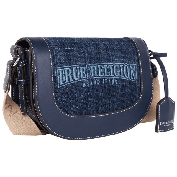 True Religion Dark Denim Logo Saddle Bag