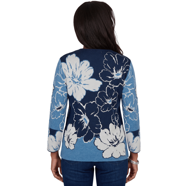 Womens Alfred Dunner Good To Go Floral Patch Sweater