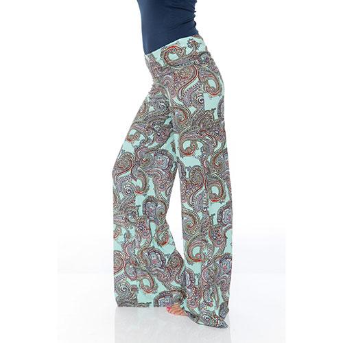 Womens White Mark Light Green Printed Palazzo Pants