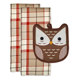 DII(R) Autumn Owl Potholder and Kitchen Towel Set Of 3