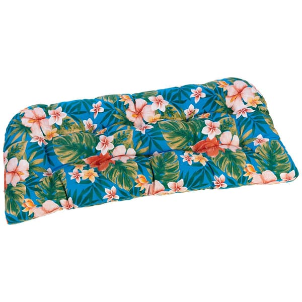 Jordan Manufacturing Floral Wicker Settee Cushion - Turquoise - image 