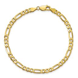 Unisex Gold Classics(tm)10kt 4.5mm 7in Concave Figaro Chain Bracelet