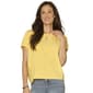 Womens Democracy Short Sleeve Scoop Neck Mixed Media Knit Top - image 1
