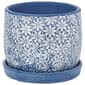 Blue Floral Planter with Saucer - image 1