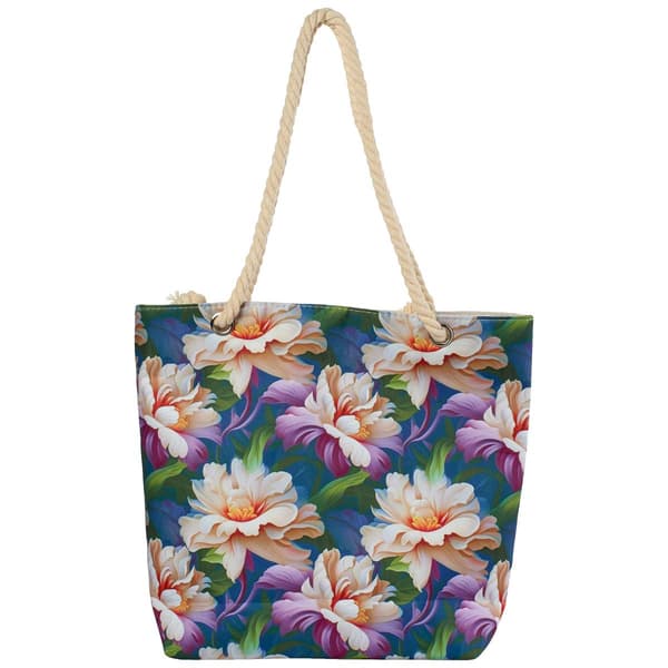 Renshun 3D Floral Canvas Tote - Purple/White
