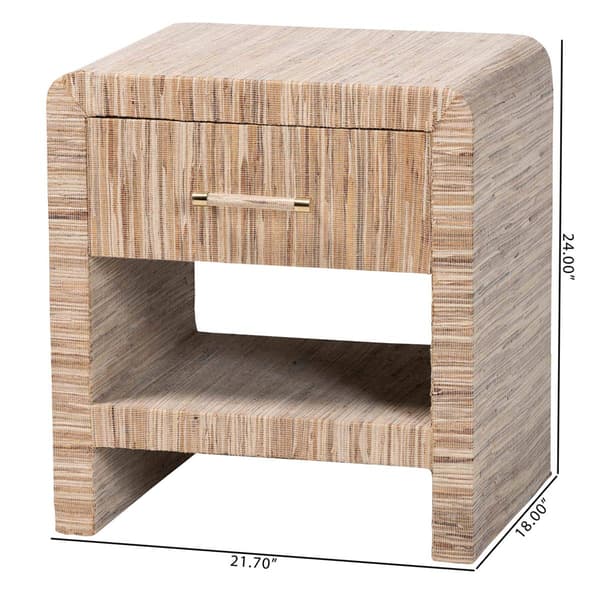 bali & pari Callan Bohemian Woven Natural Grasscloth Nightstand