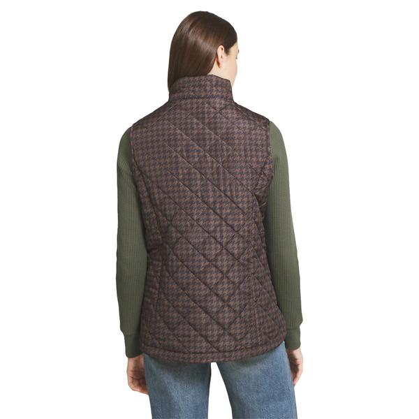 Womens LANDS’ END® Houndstooth Mock Neck Zip-Up Puffer Vest