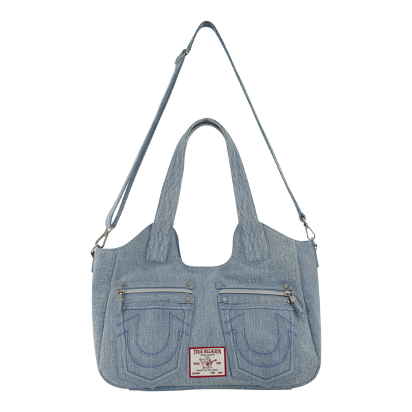 True Religion Horseshoe Stitch Denim Satchel