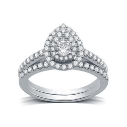 Nova Star(R) Lab Grown Diamond Pear Shaped Double Halo Bridal Ring