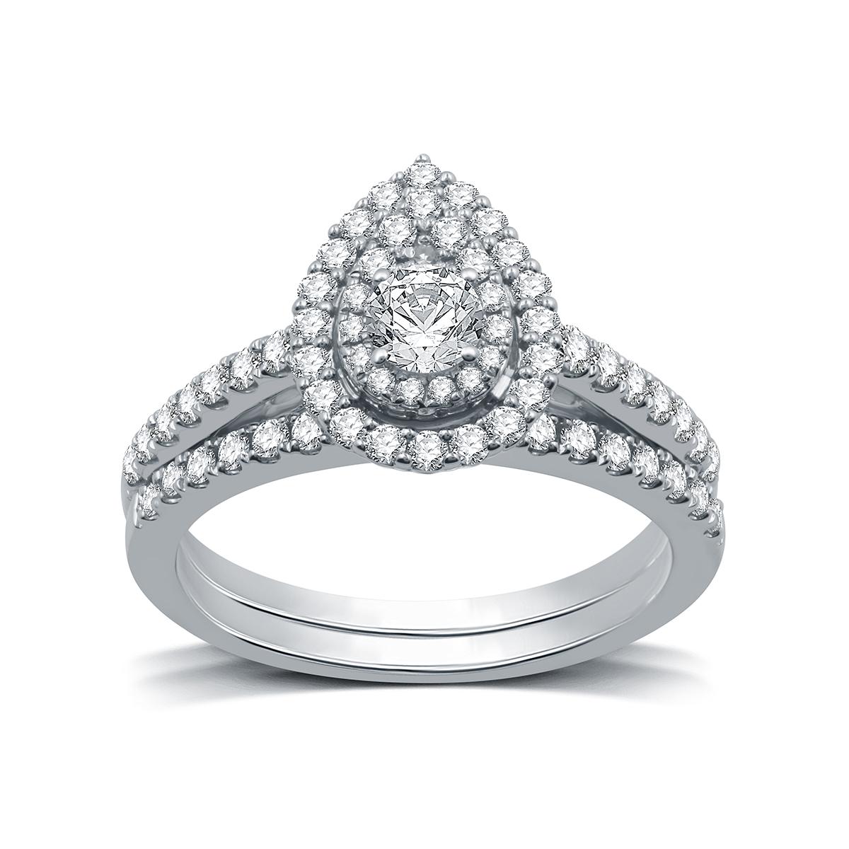 Nova Star(R) Lab Grown Diamond Pear Shaped Double Halo Bridal Ring