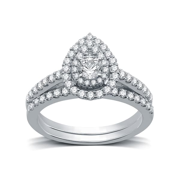 Nova Star(R) Lab Grown Diamond Pear Shaped Double Halo Bridal Ring - image 