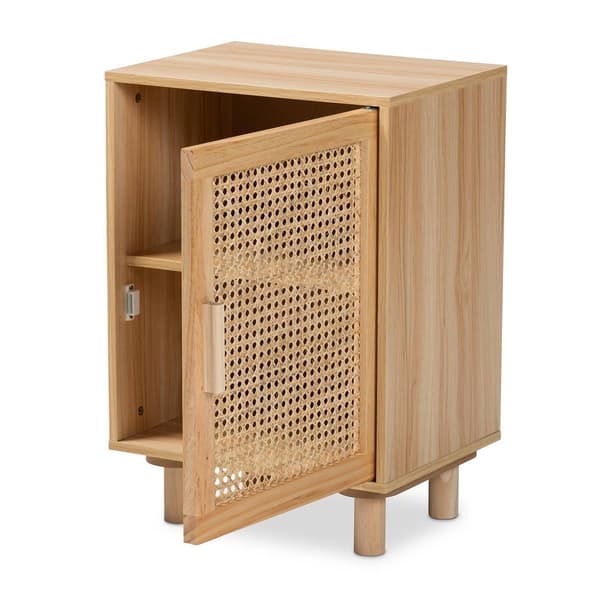 Baxton Studio Maclean Natural Brown Wood 1-Door Nightstand