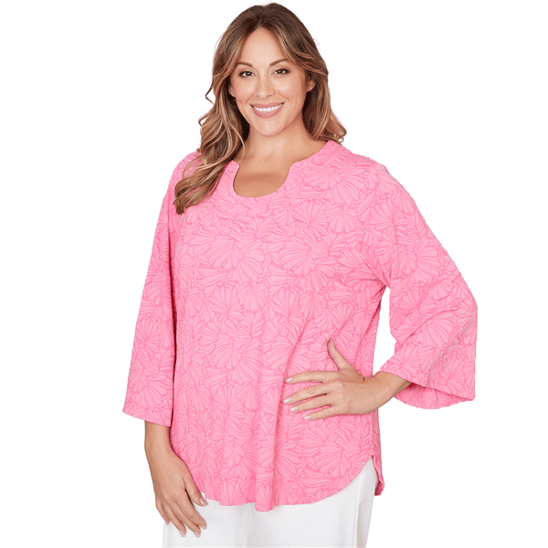 Plus Size Ruby Rd. California Dreaming Horseshoe Floral Blouse