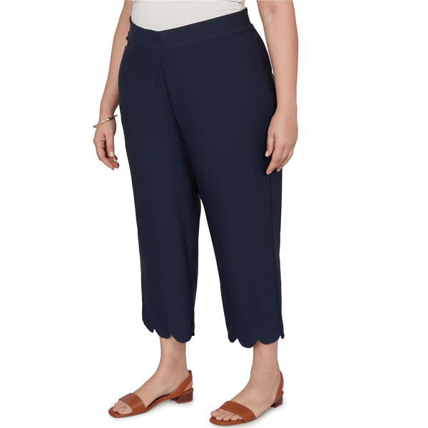 Plus Size Emaline Sapphire Serenade II Scallop Hem Pull On Capris