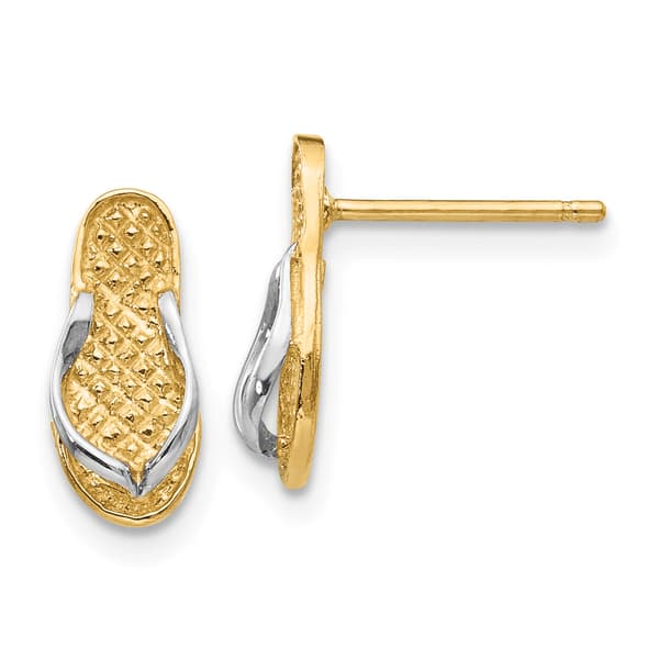 Gold Classics&#40;tm&#41; 14kt. Gold & Rhodium Flip Flop Earrings - image 
