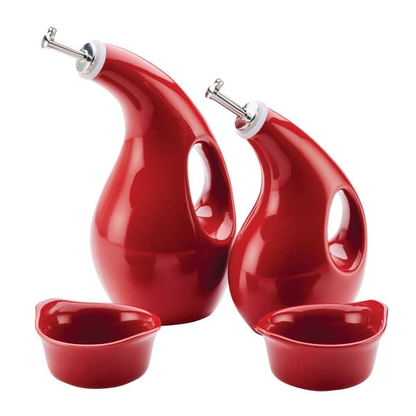 Rachael Ray 4pc. Ceramics EVOO and Ramekin Dipper Set - Red