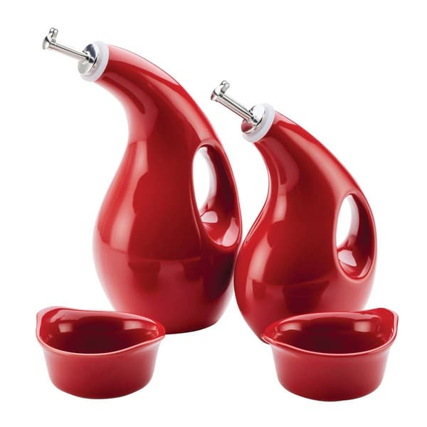 Rachael Ray 4pc. Ceramics EVOO and Ramekin Dipper Set - Red - image 