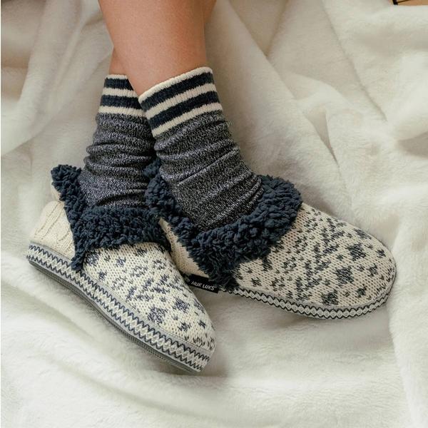Womens MUK LUKS® Magdalena Slippers - Ivory/Denim