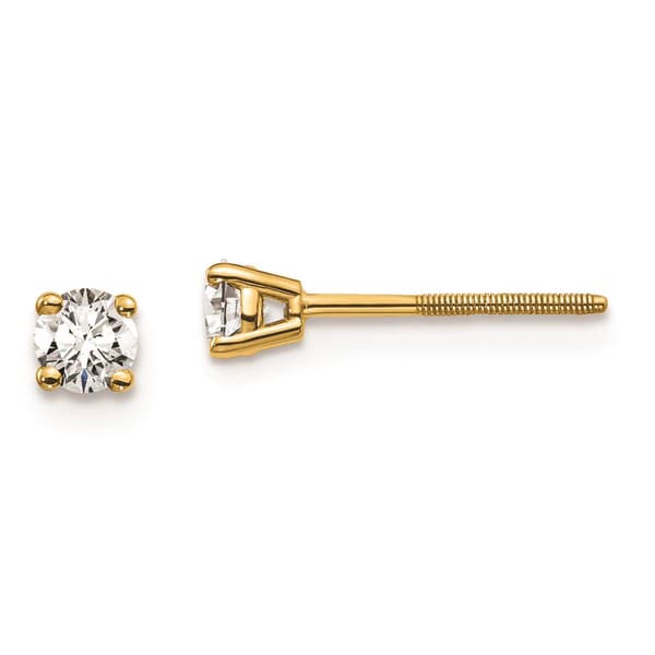 Pure Fire 14kt. Gold 1/4ctw. Diamond 4-Prong Screw Earrings - image 