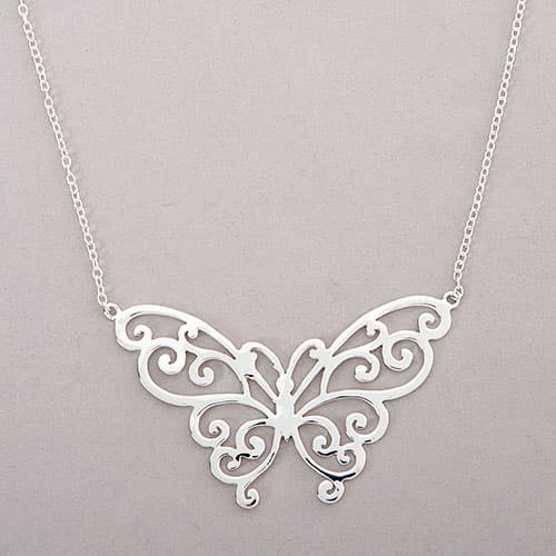 Ellen Tracy Sterling Silver Butterfly Necklace - image 