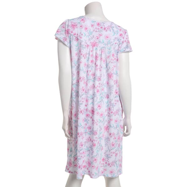 Womens Miss Elaine Short Sleeve Floral Nightgown