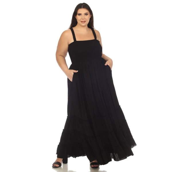 Plus Size White Mark Smocked Ruffle Maxi Dress