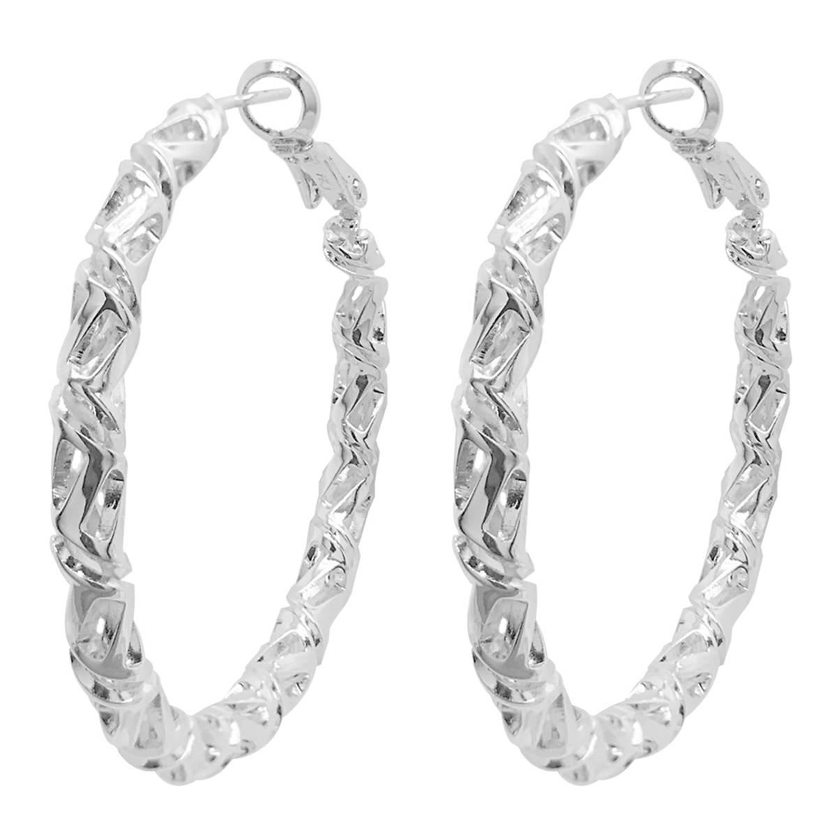 Marsala Silver Plated Spiraled Hoop Earrings